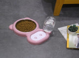 Cat Food and Water Bowl 2 in 1 with Automatic Water Dispenser Pink, 500 ml V1237-ZY-818-304