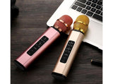 K6 Handheld Wireless Bluetooth-compatible Condenser Microphone Karaoke Speech Mic Speaker Golden V1263-JX-1078