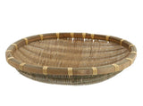 1Pc Bamboo Storage Tray in Khaki with Round Dustpan Design for Practical Home Use V1192-AZ-W-29153
