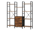 Levede Bookshelf 10 Open Cubes 3 Fabric Drawers Wood Black CH1180-BR-AU