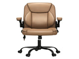 Artiss 2 Point Massage Office Chair Leather Mid Back Brown MOC-C-FZ40-2P-EP