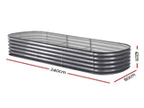 Green Fingers 3 Pcs Raised Garden Bed Kit Oval Galvanized Steel Planter Boxes 240x80x42cm, Heavy GARDEN-OVAL-2408042X3