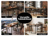 Artiss 3PCS Bar Table and Stools Set Dining Table Solid Wood Kitchen Chairs Cafe Pub BA-TAB-SET-8782-4787