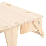 Wooden Folding Picnic Basket Table Outdoor Portable 2 in 1 Vintage with Wine Glass Holder Wood Grain V1294-YM0901-3111250046511