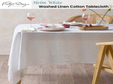 Vintage Design Homewares Helm White Washed Linen Cotton Tablecloth 180cm x 180cm Square V442-HIN-TABLEC-LINEN180CM-WHITE-SQ