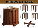 Stackable Wooden Stools Set of 4,Bar Stools Dining Chair with Movable Base,Nesting Side Tables V1337-NO-49UV-AIZP
