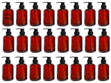 24PCS Pump Bottle Dispensers, 8oz Amber Plastic Bottles, Refillable Liquid Dispensers with Secure V1192-AZ-W-18328