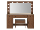Levede Dressing Table LED Makeup Mirror Stool Set Vanity Desk Cabinet 3 Drawers VM1033-BR-AU