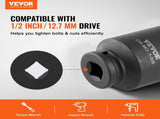 Axle Nut Impact Socket Set, 1/2" Drive Deep 6-Point 8-Piece SAE Spindle Nut Socket Set, CR-MO Heat V952-ZLMTTCZLM126S59KUV0