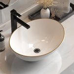 Cefito Bathroom Basin Ceramic Vanity Sink Hand Wash Bowl Gold Line 41x34cm CB-410-WH-GD