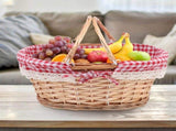 Natural Red Woven Picnic Basket Simple and Generous Design Easy to Move V1369-AZ3-W-20904