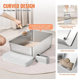 Cat Litter Box, 203 mm Deep, XL Extra Large Stainless Steel Cat Litter Box with Scoop, Wide V952-KFSMSPCBXG3JORQ03V0