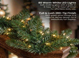 Christabelle 2.74m Highland Pine Christmas Garland Pre Lit Warm White LED Mantel Staircase Xmas 112_WFLHP274