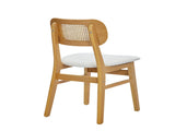 Rattan Back Dining Chairs Set of 2, White Faux Leather V1127-AU-DC03-BGE