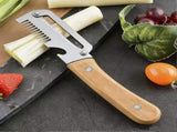 2-in-1 Stainless Steel Vegetable Peeler with Wooden Handle - Fruit/Potato Peeler & Bottle Opener V1263-JX-6038