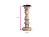 Handcrafted Mango Wood Beaded Pillar Candleholder 38cm V637-50523CDL