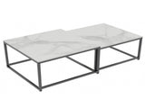 Interior Ave - Ciest Square Nested Coffee Table Set - White Marble Stone V355-IA-CT15-MB