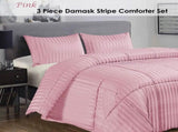 Ramesses 3 Piece Damask Stripe Comforter Set King Pink V442-KIT-COMFORTER-3PCESDAMASK-PINK-KI