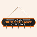 Broom Parking Sign with 3 Witch Brooms Halloween Decorations Wooden Sign Porch Decor for Indoor V1192-AZ-W-21332