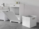 White Bathroom Cabinet with Laundry Basket and Drawer V178-85024