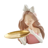 Entrance Storage Decoration Girl Sculptures Porch Decor Tray for Living Study Bedroom Bowknot Girl V1294-YM0716-3115220067912