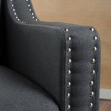 Camden Linen Fabric Studded Armchair in Dark Grey V1041-JSF-5007CDARKGREY