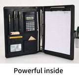 Conference Folder Leather Folder Business Document Organizers with 4 Rings V1370-AZ4-12953