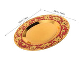 Red Round Metal Serving Tray European Style for Home Decor, Multi-Functional Fruit and Plate V1369-AZ3-W-13394