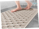 Non-Slip Bath Mat with Foot Scrubber 120 x 80 cm, Anti-Skid Suction Cups & Drain Holes, Waterproof V1107-CS-YSFHD12080