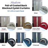 Emporio Hudson Pair of Coated Back Blockout Eyelet Curtains 137 x 213cm each Charcoal V442-BZO-CURTAIN-HUDSONEYELET-CHARCOAL-RE