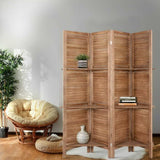 Artiss 4 Panel Room Divider Screen 163x170cm Shelf Oak RD-B-0590-4P-BR