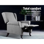 Artiss Recliner Armchair Grey Fabric Domini RECLINER-A6-LIN-GY