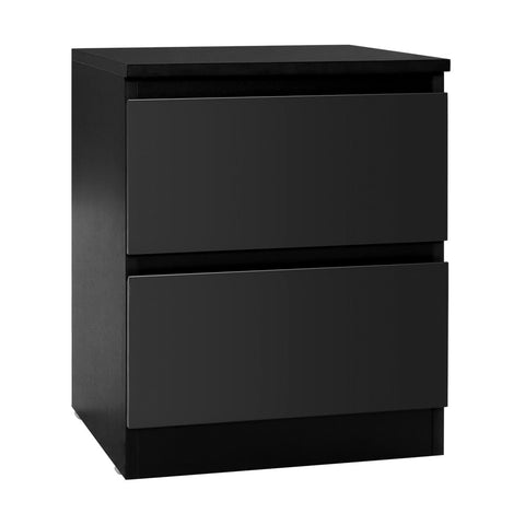 Artiss Bedside Table 2 Drawers - PEPE Black FURNI-E-PURE-BK