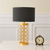 SOGA 4X Golden Hollowed Out Base Table Lamp with Dark Shade TABLELAMPA65X4