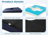 Gel Wheelchair Seat Cushion with Memory Foam, Cooling Support Cushion for Sitting or Lying, Coccyx V1192-AZ-W-18364