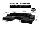 Artiss Modular Bed with Ottoman Sectional Boneless Couches for Living Room Corduroy Compressed SBED-K-CDY-5S-BK-ABC