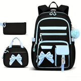 Girly 3-Piece Spine-Protecting Backpack Set Durable Nylon Water-Resistant & Lightweight, Large V1232-SJTSB-003