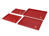 4Pcs Serving Tray Chinese Style Red Wedding Tea Coffee Snack Plate Wooden Fruit Candy Salver Square V1294-YM0703-3118230136212