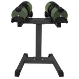 Powertrain Eon Dial Up 72KG Adjustable Dumbbells Pair with Stand - Green DMB-B10-036-GN-2S