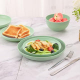 Camping Plates Cups and Bowls Set Green Reusable Microwave Safe Lightweight Unbreakable Plastic V1107-122-29070-BEG-32PCS