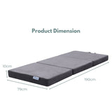 GOMINIMO 3 Fold Folding Mattress Single Light Grey V227-3720101007080