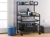 Kitchen Mobile Trolley Floor-Standing Storage Rack-Black V1161-108713