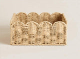 2X Scalloped Edge Basket, Wicker Storage Baskets,Handwoven Organizing Baskets for Shelves, Paper V1370-AZ4-10177