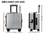 Wanderlite 20" Luggage Suitcase Front Pocket Travel Carry On Dual TSA Silver LUG-ABS-POK-20-SV
