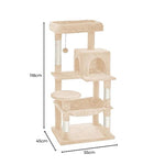 Floofi 118cm Plush Cat Condo Cat Tree Beige V227-3331641023062