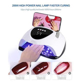Professional 288W UV/LED Nail Lamp with Smart Sensor,63 LED Beads UV Light for Gel Nails,4 Timer V1192-AZ-W-31895