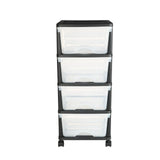 Plastic Storage Drawers Cart, 4 Drawers Storage Organizer with Wheels, Rolling Closet Organization V767-VVR-CWCT1SLJL4G13PBKB001V0