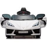 12V Licensed V8 Corvette Battery Powered Sports Kids Ride On Car White V580-CAR-OZ-V8-WH