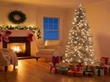 Christabelle 2.1m 7ft Silver Tinsel Christmas Tree Pre Lit Warm White LED Retro Artificial Indo 112_WFLR7
