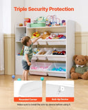 VEVOR 4-Tier Kids Toy Storage and Bookshelf with 8 Flexible Plastic Bins White V952-JJZHKFSWJSNXCEC1P001V0